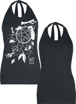 Produktbild von Gothicana by EMP Damen schwarzes Top Double Pack Neckholder mit großem Traumfänger Frontprint XXL