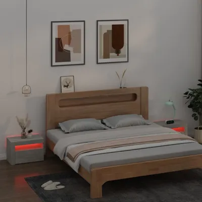 Immagine prodotto di Comodini 2 pezzi con LED grigio cemento 60x35x40 cm