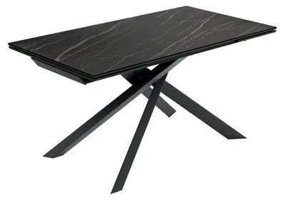 Immagine prodotto di Tavolo Allungabile Cross 160-240x90 cm, Top in Vetroceramica Marmo Portoro Opaco, Struttura in Metallo Nero - Design Moderno ed Elegante