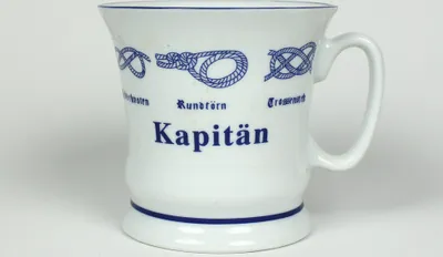 Produktbild von Kapitän Pott mit Seemannsknoten hoch Kaffeebecher Kaffeetasse Kaffee Teepott Tasse Becher