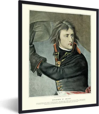Produktbild von MuchoWow® Gerahmtes Poster Illustration von Napoleon Bonaparte vor einem dunklen Hintergrund 60x80 cm - Poster mit Schwarzem Bilderrahmen Wandposter Rahmen Foto Bilder - Premium - Wanddeko Wohnzimmer