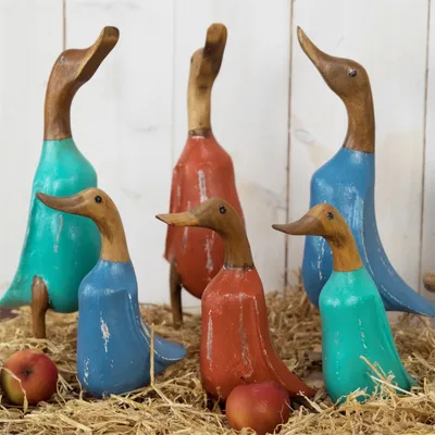 Produktbild von HOLZ ENTE "DUCK" | Mahagoni & Teakholz, 2-teilig | Deko Figur