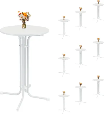 Produktbild von 10x Stehtisch klappbar Ø 70 cm Höhe 110 cm Stahl Gastrotisch Partytisch Bistrotisch in Weiß