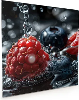 Produktbild von Küchenrückwand Spritzschutz Glas mit Motiv Früchte im Wasser 40 x 40 cm