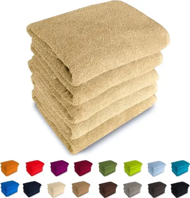 Produktbild von 500g/m² Gästetuch 50x100 Handtücher 100% Baumwolle Frottee Nr 08 beige