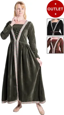 Produktbild von Mittelalter Samtkleid mit Bordüre - Ophelia Farbe: grün, Größe: L
