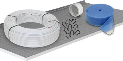 Produktbild von 60 m² Set Tackersystem Faltplatte 30 mm WLG 045 16x2 Alu-Verbundrohr Raster 15 cm + Zubehör