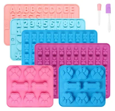 Immagine prodotto di Set di stampi in silicone per biscotti per cani, cioccolatini, caramelle, 8 pezzi, senza BPA, multicolore