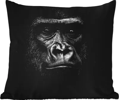Produktbild von MuchoWow® Outdoor Kissen - Gorilla - Schwarz - Weiß - Tiere - Porträt - 60x60 cm - Wetterfest - Lounge Kissen - Dekoration - Schlaf Kissen