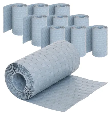 Produktbild von Jardinion 10x Sichtschutzstreifen 250x19cm Polyrattan, Hellgrau, für Doppelstabmatten, Doppelstabmattenzaun Sichtschutz Stabmattenzaun Zaunblende in Rattan Optik, Balkon Zaun Sichtschutzmatte Garten