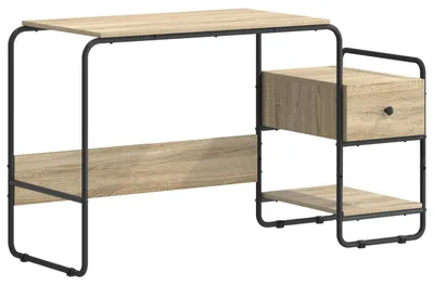 Image de Bureau vidaXL avec espace de rangement, imitation chêne Sonoma, 131,5 x 50 x 75,5 cm