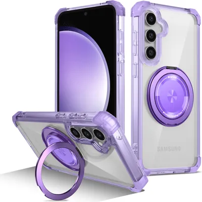 Produktbild von Handyhülle für Samsung Galaxy S23 FE Magnetisches Ringhalter Ständer Kompatibel mit Magsafe Militärschutz Transparente Hülle Lila