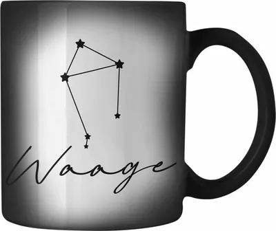 Produktbild von Trendation - Waage Sternzeichen Farbwechsel Zauber-Tasse Geschenk Horoskop Tierkreiszeichen (Schwarz)