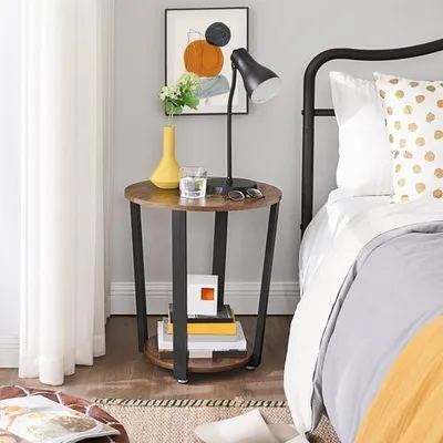 Produktbild von Beistelltisch, Rund Sofatisch mit 2 Ablagen, Ø 50 cm-text