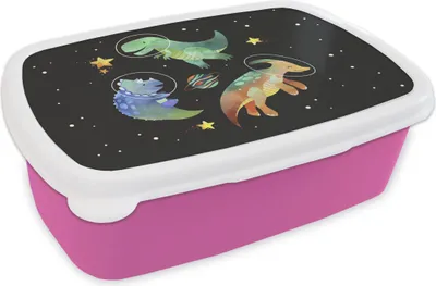 Produktbild von KitchenYeah® Lunchbox Brotzeit Brotdose 17x11 cm Sterne - Dinosaurier - Kind - Mädchen - Jungen - Kinder - Kinder Kinder Brotzeitdose - Lunchpaket - Brotkasten  - Sandwich Box