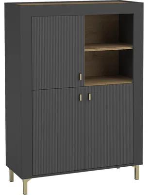 Produktbild von Bücherregal MOSSO 05 Schwarz aus laminierter Möbelplatte 16mm, 97x135x40 cm
