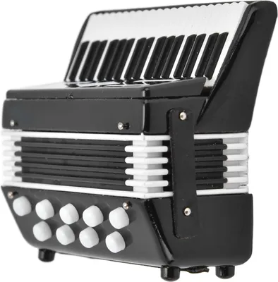 Produktbild von Miniatur-Akkordeonmodell 1:12, niedliche, lebendige Simulation, Puppenhaus-Musikinstrument für Dekoration, Geschenk, Schwarz