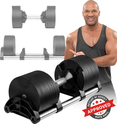 Produktbild von Miweba Sports verstellbare Kurzhantel VH200 | 2 bis 28 Kilo variable Gewichte - mit Halterung - Frauen & Männer Krafttraining - 14 Gewichtsstufen