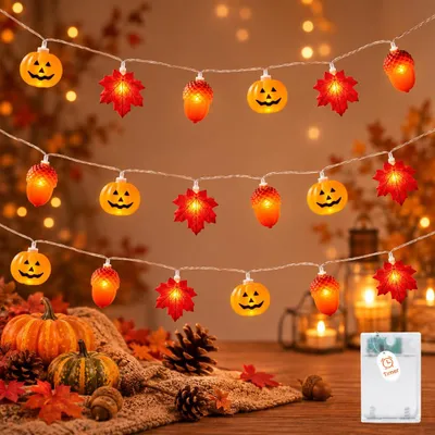Lichterkette Herbst 3 m 20 LEDs Timer 3 Modi warmweiß