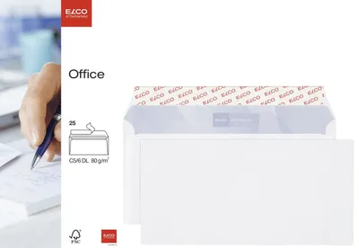 Immagine prodotto di Elco 74462.12 Briefumschlag Office - C6/5, hochweiß, haftkelbend, Innendruck, ohne Fenster, 80 g/qm, 25 Stück.