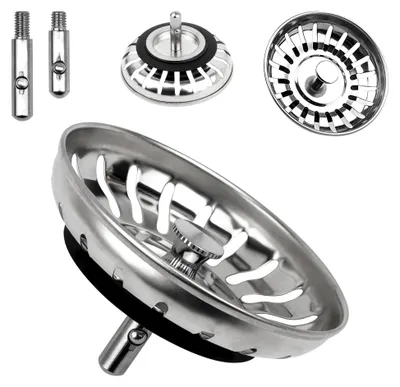 Produktbild von Universeller Spüle-Stöpsel 80 mm, Abflussstopfen aus Edelstahl mit Sieb für Spülbecken (1 Stück)
