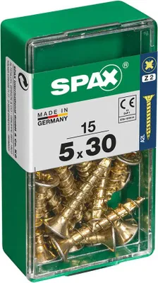 Image de Boîte 15 Unités. Vis A Bois Spax Cab. Plat Yellox 5.0x30mm Spax