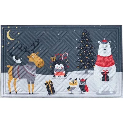 Produktbild von Gummi Fußmatte, e-floor , 45x75 cm, Lima Night Xmas Party – solide, rutschfest für drinnen und draußen, unter Türen, auf Terrassen, Balkonen