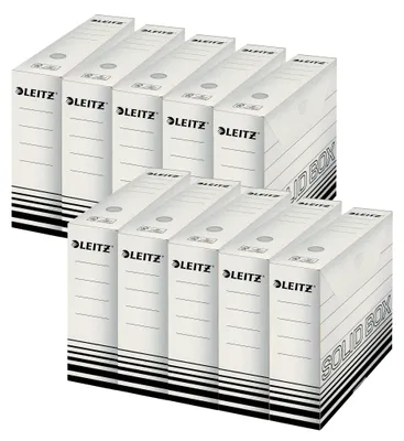 Produktbild von Leitz Solid Box Archiv-Schachtel, 80 mm Rückenbreite, A4 Faltkarton mit Lasche,