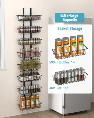 Produktbild von Lagerung über der Tür - Kräuterregal - 8 Ebenen - schwarz - verstellbare Körbe