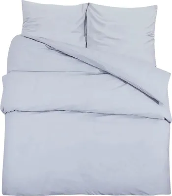 A neatly folded bedding set on a white background.