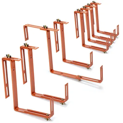Imagen del producto de Juego de 8 soportes para macetas de balcón, con estructura metálica de doble ajuste, en color marrón claro