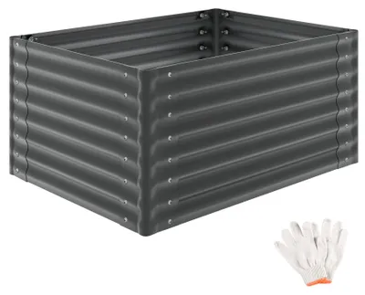 Produktbild von tectake Hochbeet verzinkt Stahl 120x90x62cm 650L offener Boden Gemüsebeet Kräuterbeet Pflanzkasten inkl. Handschuhe wetterfest stabil