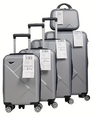 Image de Valise 5 pièces avec coque rigide en ABS, serrure à combinaison TSA et roulettes silencieuses, de couleur gris argenté