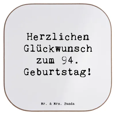 Produktbild von Mr. & Mrs. Panda Untersetzer für Gläser Spruch 94. Geburtstag - Weiß - Geschenk, unvergesslicher Tag, gläseruntersetzer, Geburtstagsgeschenk, Tassenuntersetzer, Freude