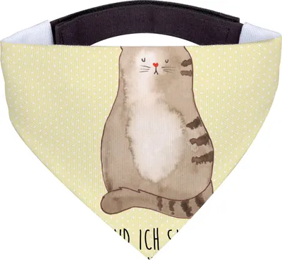 Produktbild von Mr. & Mrs. Panda Bandana Katze Sitzen - Gelb Pastell - Geschenk, Hunde Halstuch, Cats, Dreieckstuch, Katzen, Cat, Hundehalstuch, Familie, Hund, Für