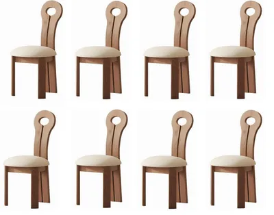 Productafbeelding van Moderne houten eetkamerstoelen (8 stuks), textiel, designstoelen, voor de eetkamer
