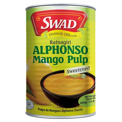 Produktbild von 450g Swad Alphonso Mangopüree Süß Mango Pulp Mango Püree Klassiker aus Indien