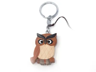 Produktbild von Schlüsselanhänger aus Holz - Eule