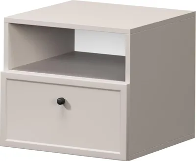 Produktbild von Hängender Nachttisch Lorini mit Schublade – Modernes schwebendes Design | Farbe: Kaschmir/Schwarz