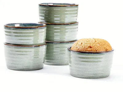 Produktbild von Auflaufförmchen Set 6er Schälchen Grün Porzellan 240ml Backofenfest