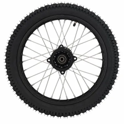Produktbild von Dirtbike Komplettrad Pitbike Stahlfelge Ersatzreifen vorne 60/100-14 15mm Achse