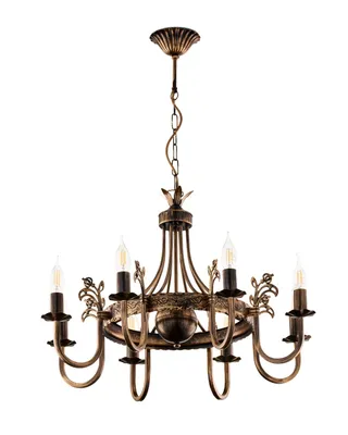 Produktbild von JUPITER KORONA Hängeleuchte Klassisch 8-flammig E14 Pendelleuchte Vintage Retro Landhausstil Handpatiniert Stahl Braun