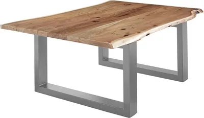 Produktbild von Couchtisch Baumkante 120x80 cm Akazie massiv + naturfarben silber LUBIN