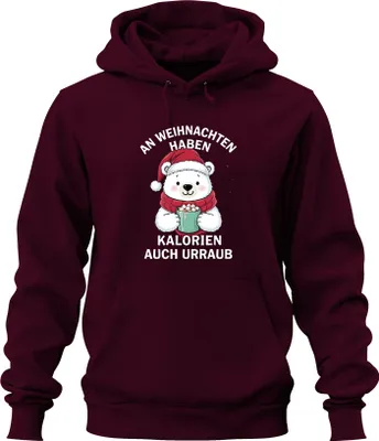 Zdjęcie produktu dla Calories Have Holiday Christmas Polar Bear Cocoa Sweet Gift Bluza z kapturem uni , bordowy, XL