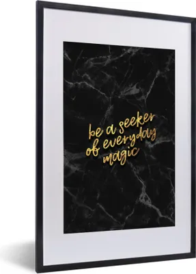 Produktbild von MuchoWow® Gerahmtes Poster Zitate - Magie - Gold - Marmor 40x60 cm - Poster mit Schwarzem Bilderrahmen Wandposter Rahmen Foto Bilder - Poster in Rahmen