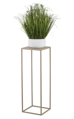 Image de HowHomely Porte-plantes moderne, tabouret à fleurs en métal beige hauteur 70 cm - Porte-fleurs pour la maison