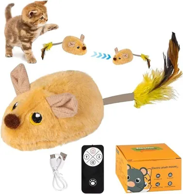 Produktbild von Intelligentes Katzenspielzeug, wiederaufladbare simulierte ferngesteuerte Maus, Jagdspielzeug mit Licht- und Soundeffekt-Katzenspielzeug