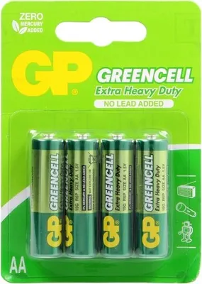 Productafbeelding van 1x Batterij: Zink-koolstof AA 1,5V GREELL. Aantal batterijen: 4. Type: 15G-F4W