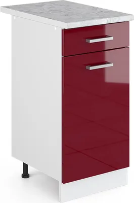 Produktbild von Vicco Küchenunterschrank R-Line, 40 cm , AP Marmor, Bordeaux Hochglanz/Weiß