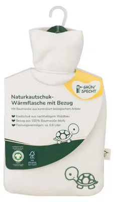 Produktbild von Grünspecht Wärmflasche aus Naturkautschuk mit Bezug